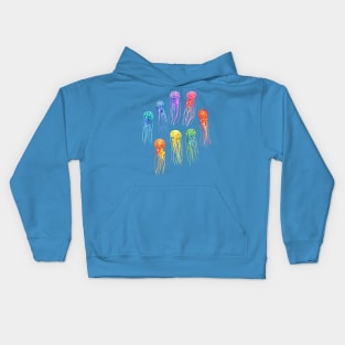 Rainbow Watercolor Jellies Kids Hoodie